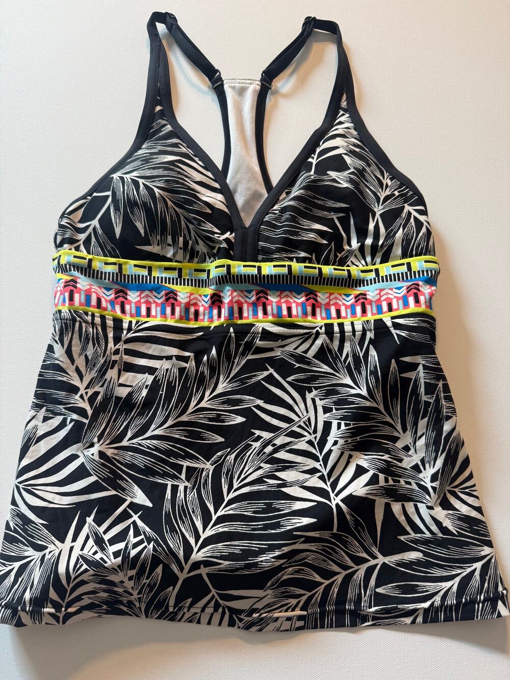 JAG Sport Black White Abstract Tankini Swim Top NWOT